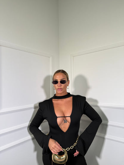Jumpsuit in lycra a zampa nera 19432
