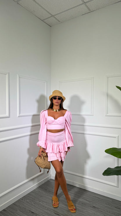 Coordinato in viscosa Cassidy rosa 12172