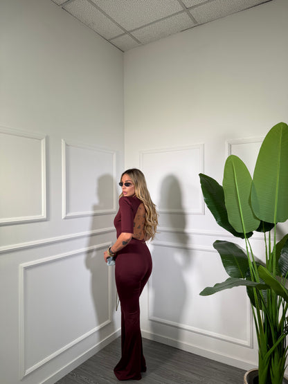 Jumpsuit in lycra con spalline scollo sul retro Elinor bordeaux 80122