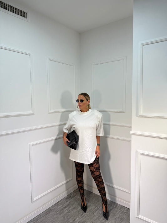 Leggins in pizzo con coulotte nero 6603