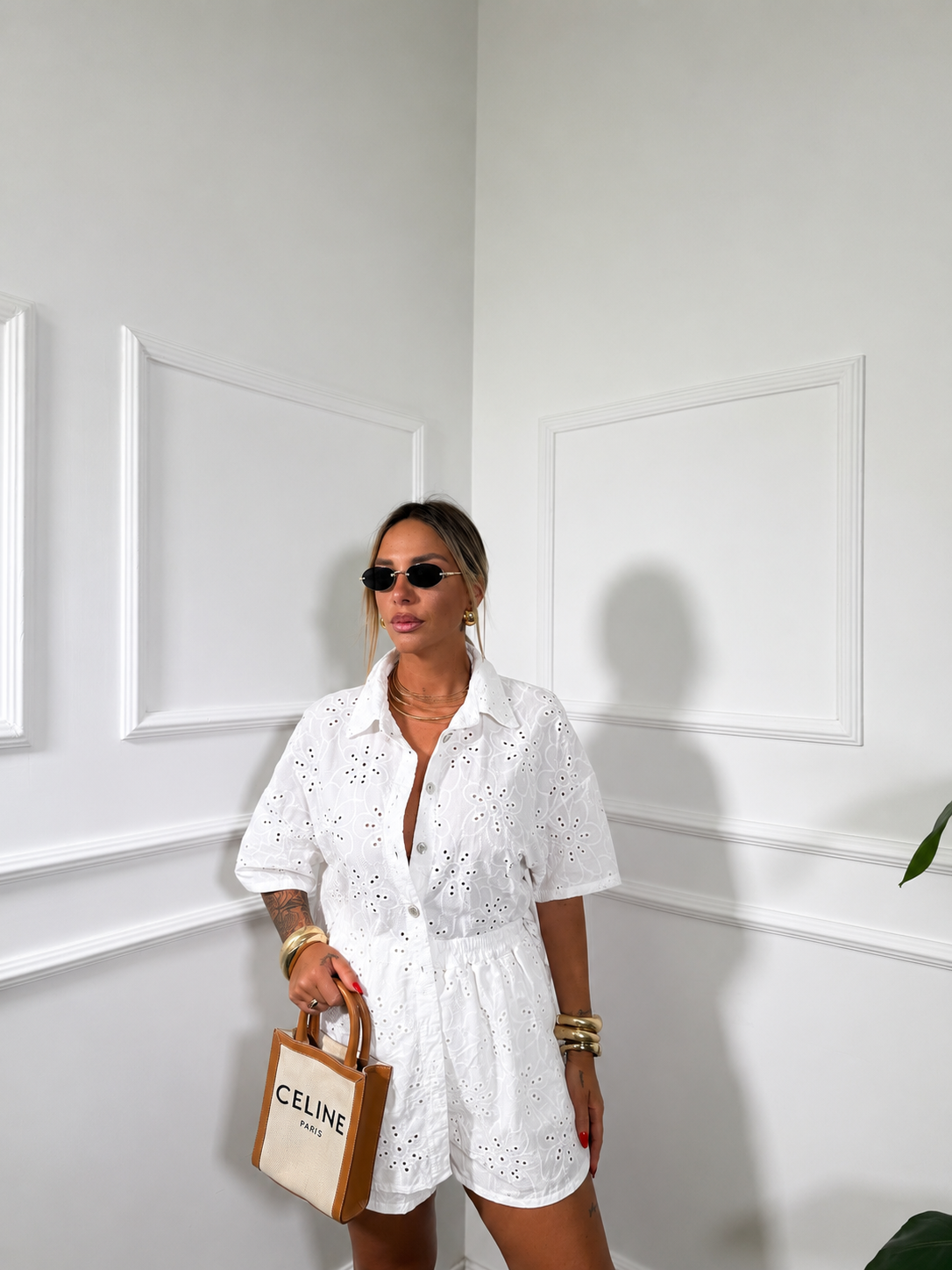 Coordinato in cotone (curvy) pizzo san gallo Tracy bianco 16091
