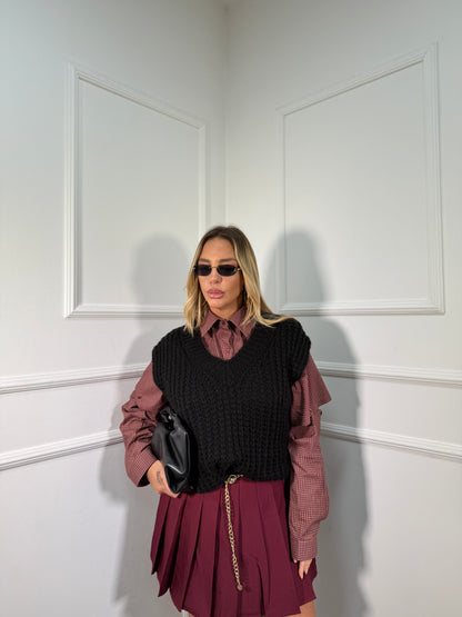 Gilet oversize scollo a V nero 2020