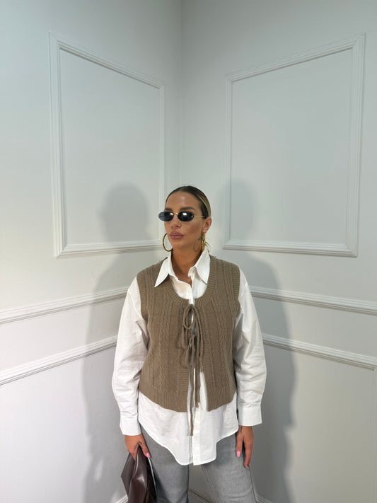 Camicia con cardigan Polly camel 17169