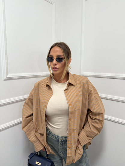 Camicia oversize con spalline Vibes senape mf2695