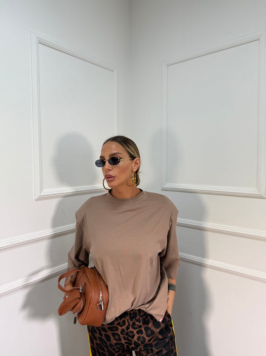 T-shirt con spalline oversize Paul fango f0702