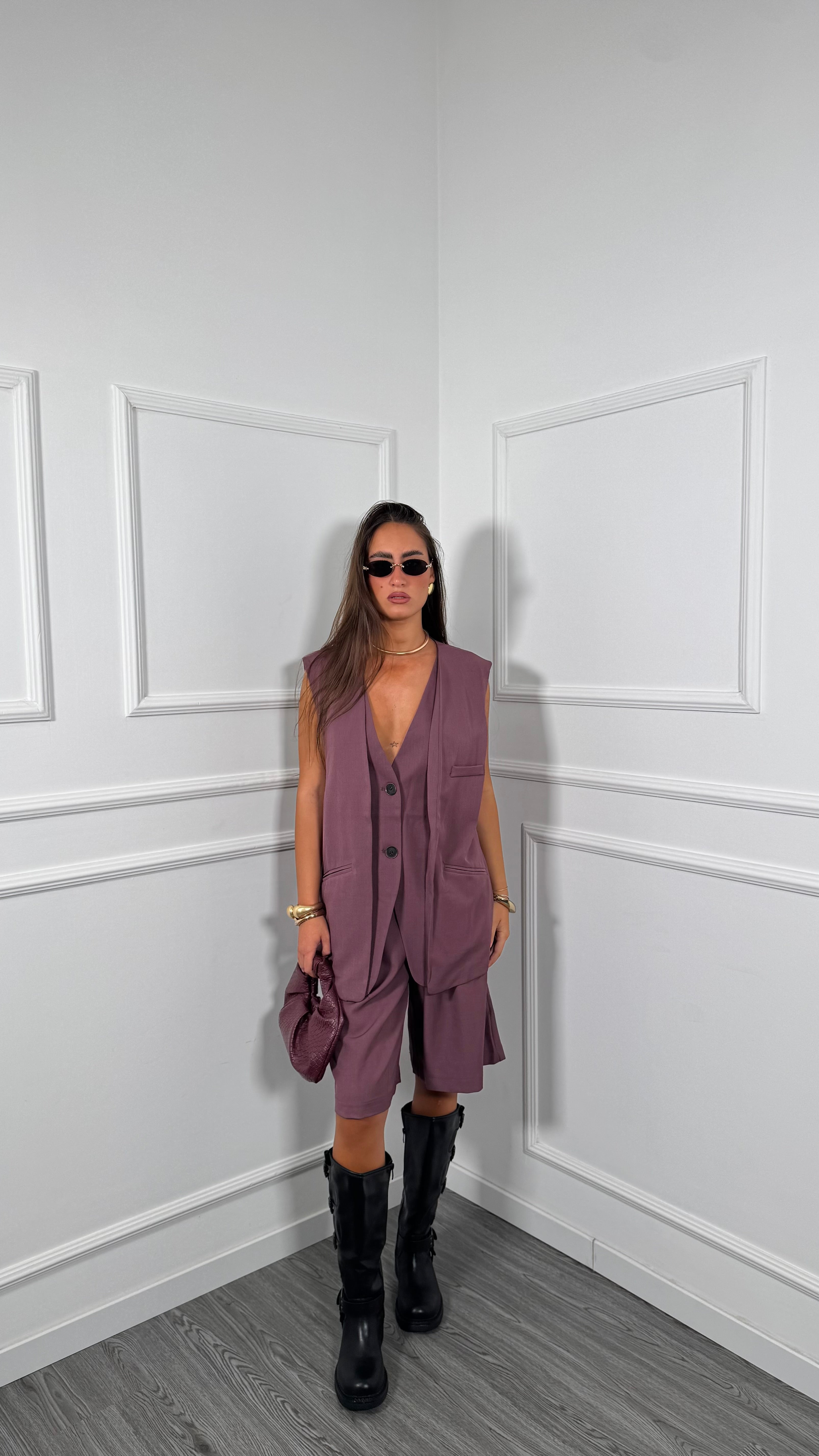 Tailleur con bermuda Sandy malva 2808