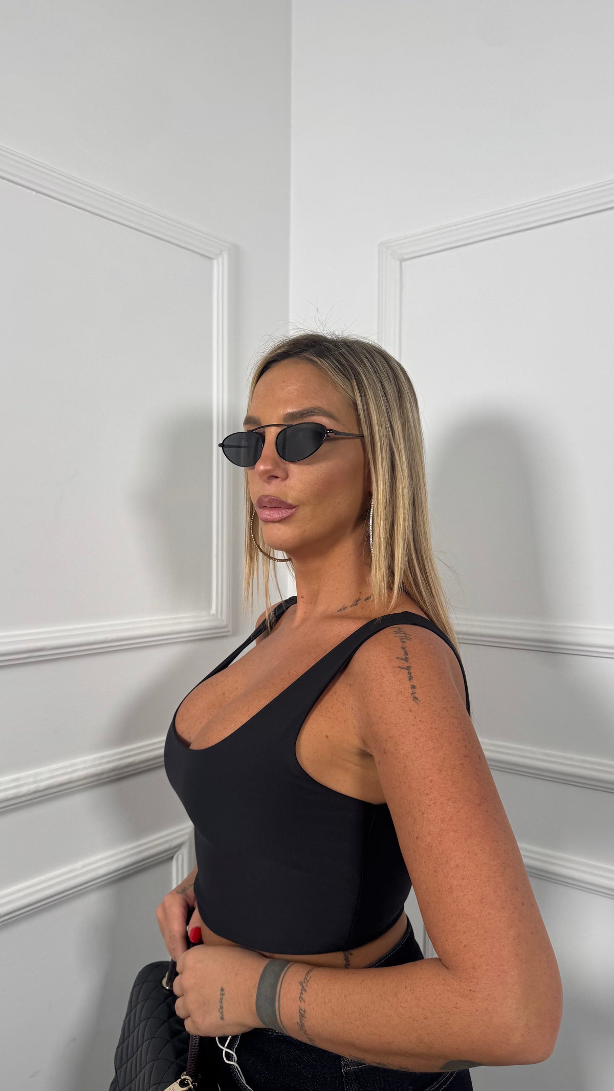 Top crop in lycra Besty nero 16810