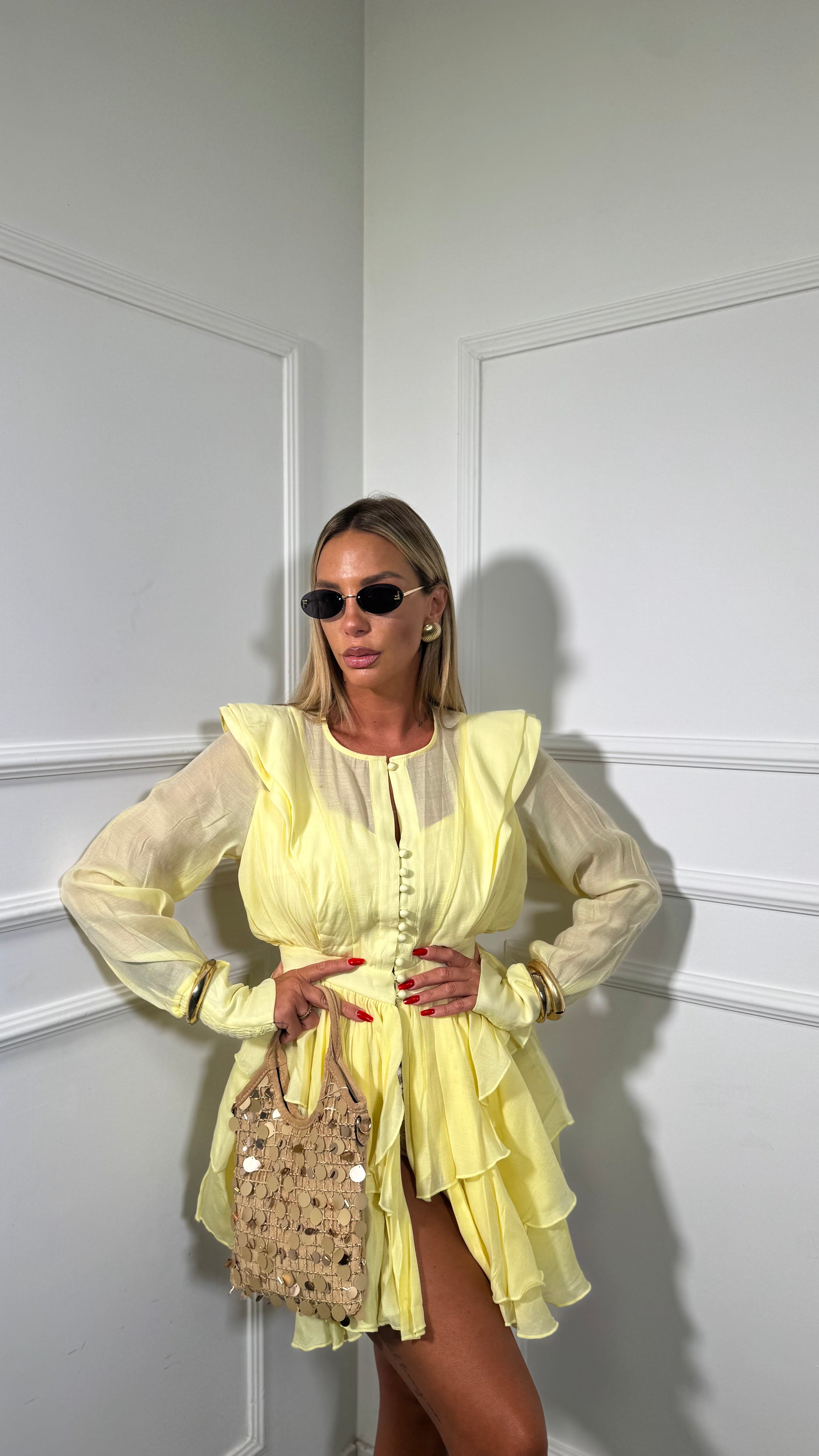 Abito blusa in chiffon Isabelle giallo