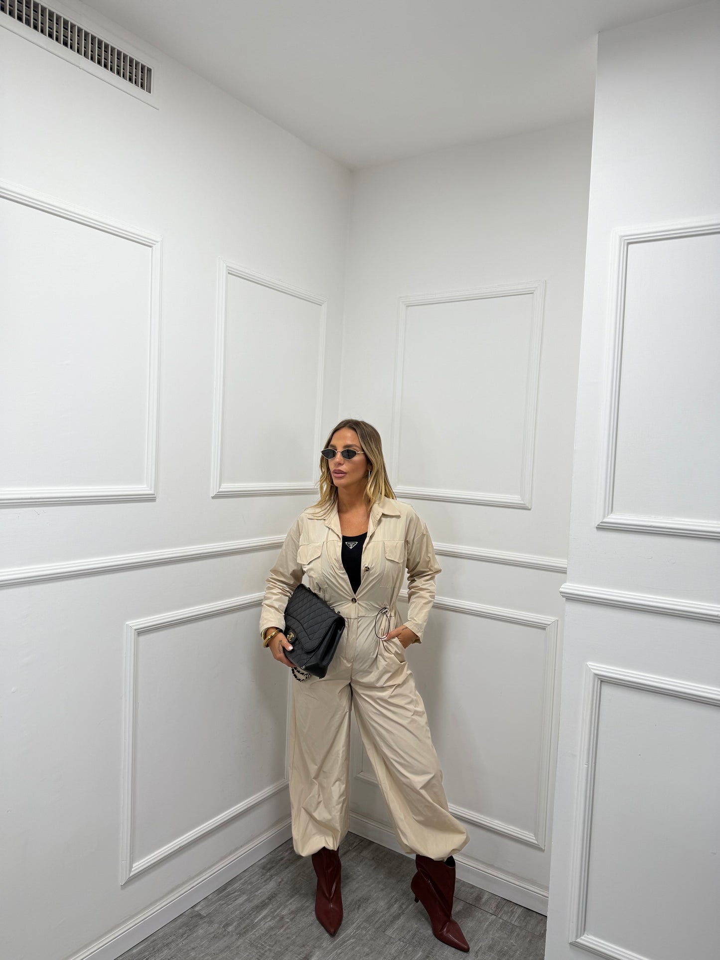 Jumpsuit in nylon Robyn sabbia hp9173