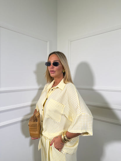 Coordinato a quadretti giallo 7058