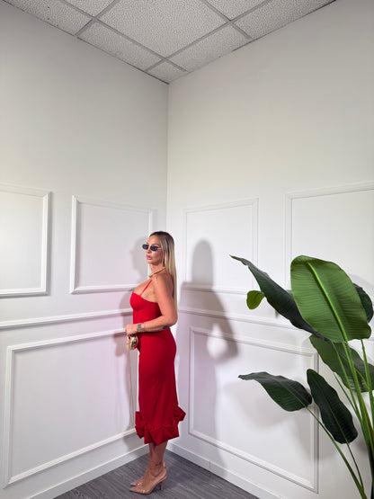 Abito midi con rouges Farsha rosso 2341