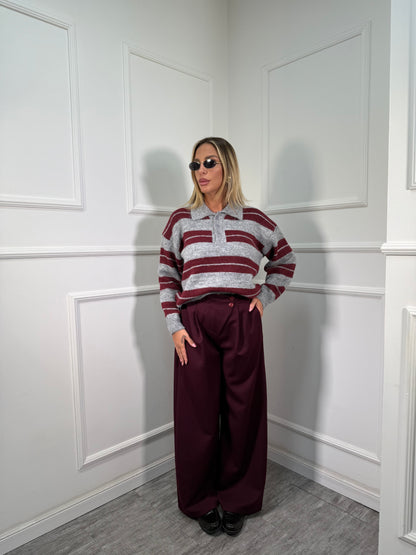 Pantaloni palazzo bustino asimmetrico Citylife vinaccia 12728