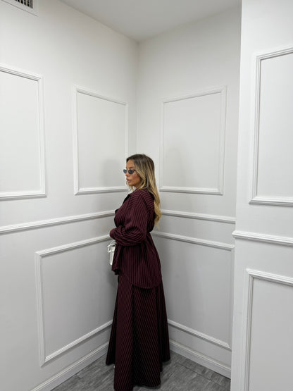 Coordinato gessato Seattle bordeaux