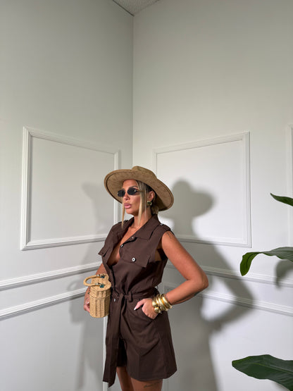 Jumpsuit in cotone (Curvy) Texas cioccolato