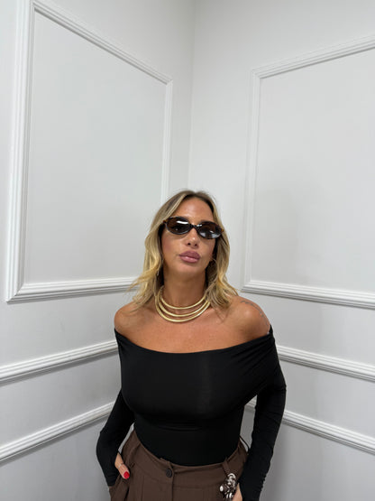 Shirt scollo a barca in viscosa Brendy nero ng3811