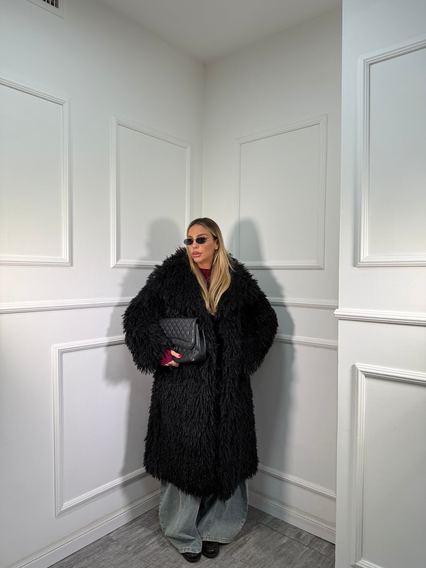 Maxi ecofur mongolia Saint Moritz nera mfy2525