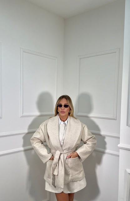 Cappotto in lana cotta Cherì panna m11146