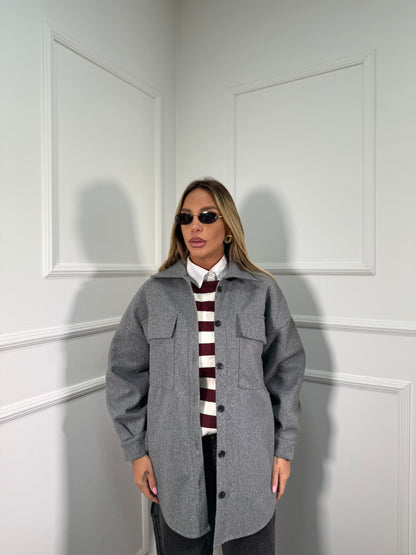 Giacca oversize in panno Brownies grigia 13388