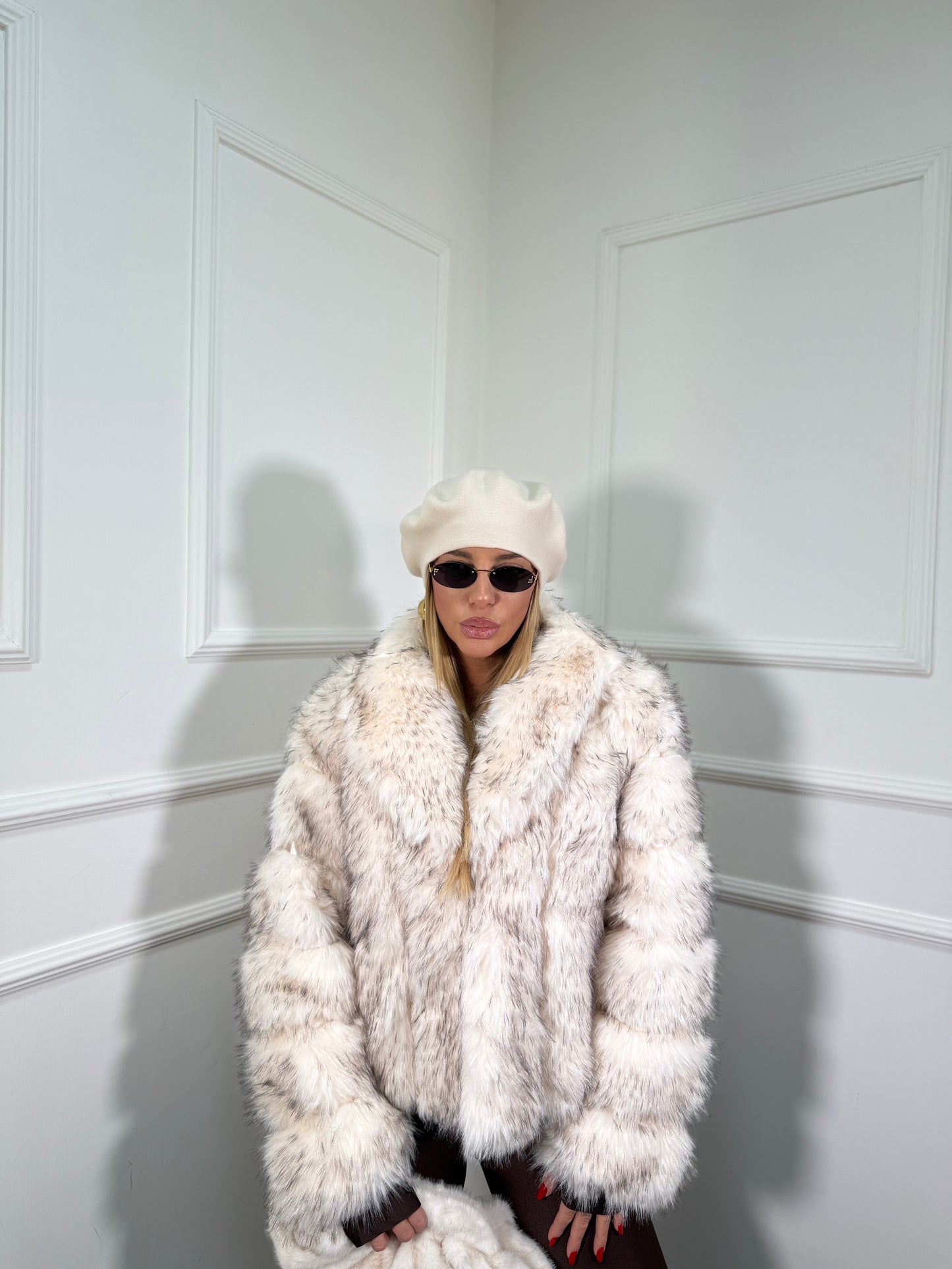 Ecofur con inserti in ecopelle Alaska bianco l8010