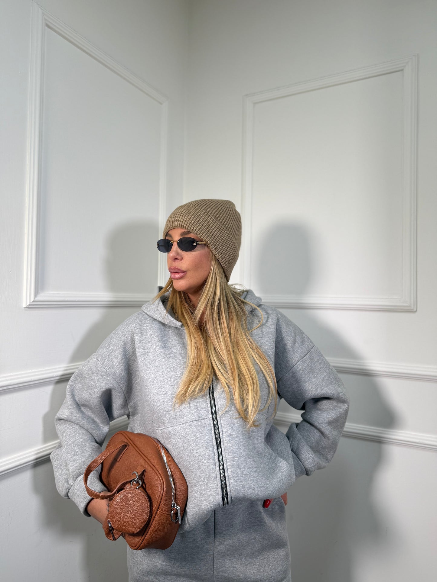 Coordinato tuta in pile Walking grigio 22656