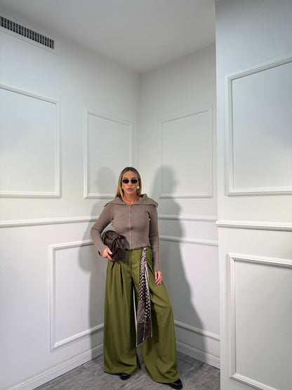 Pantaloni palazzo con foulard Must Have verde kiwi 18188