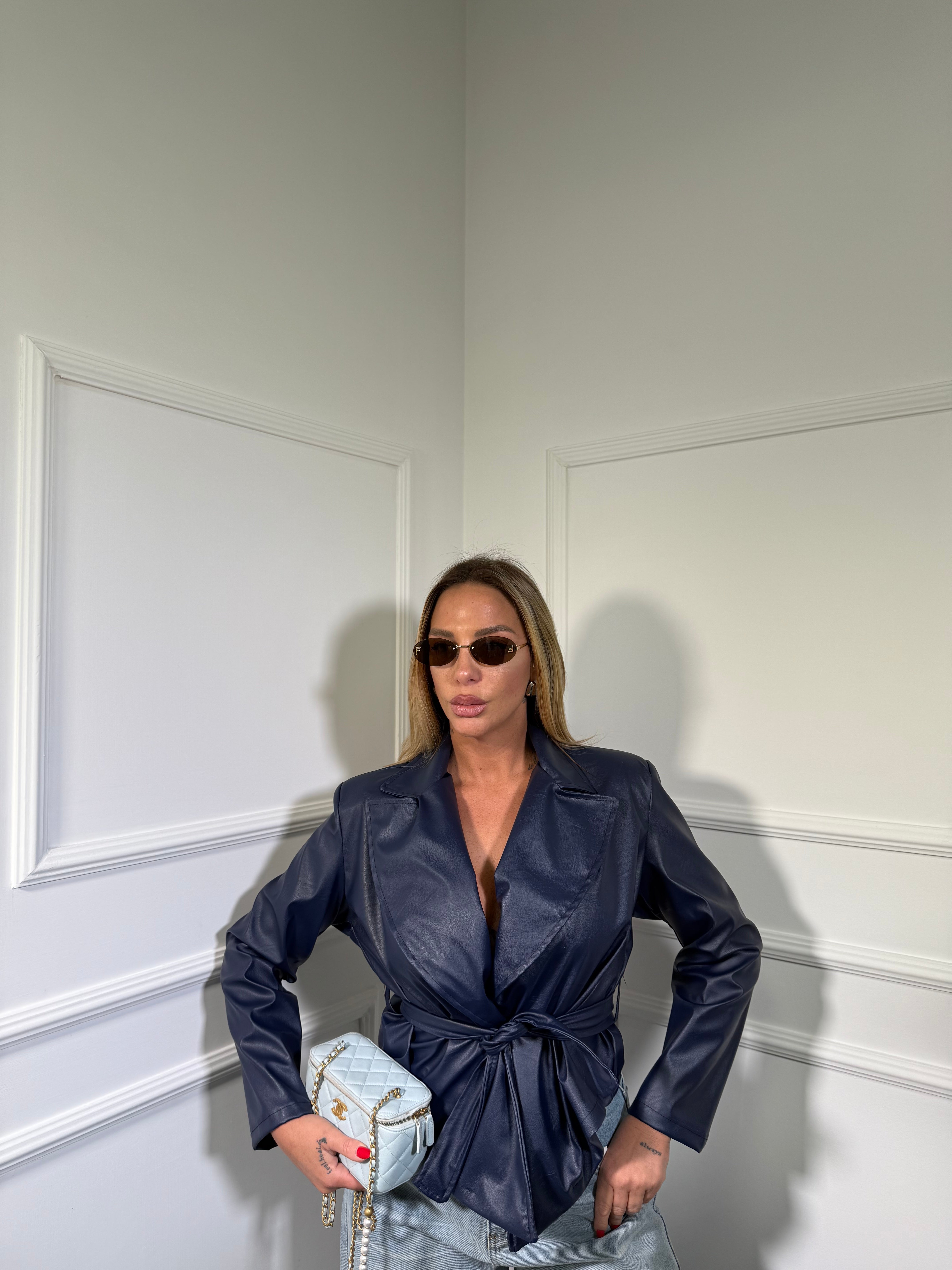 Giacca ecopelle avvitata con spalline Jamilia (vari colori) 9940