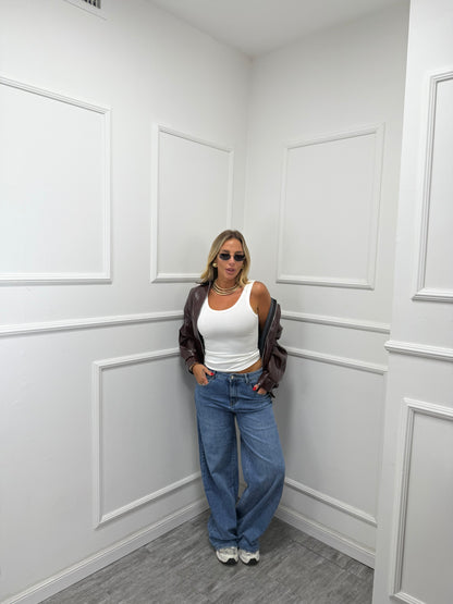Jeans palazzo lavaggio chiaro f31920z