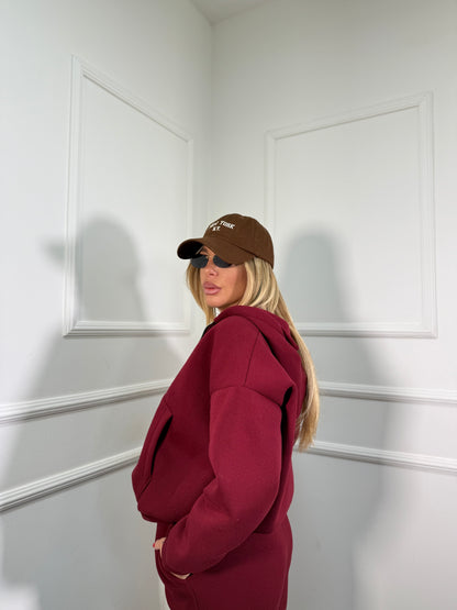 Coordinato tuta in pile Walking bordeaux 22656