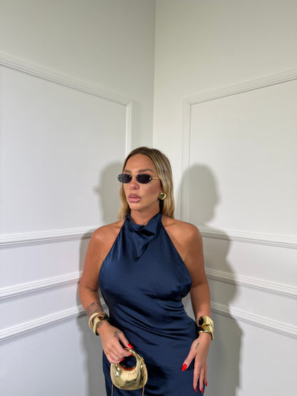 Abito midi in satin Voga blu 27536