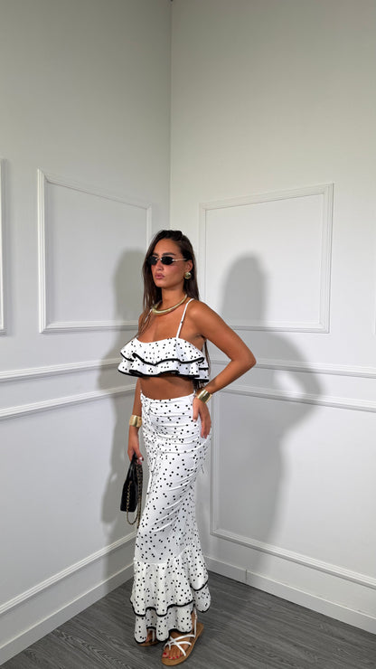 Coordinato in lycra a pois Liasty bianco 6914