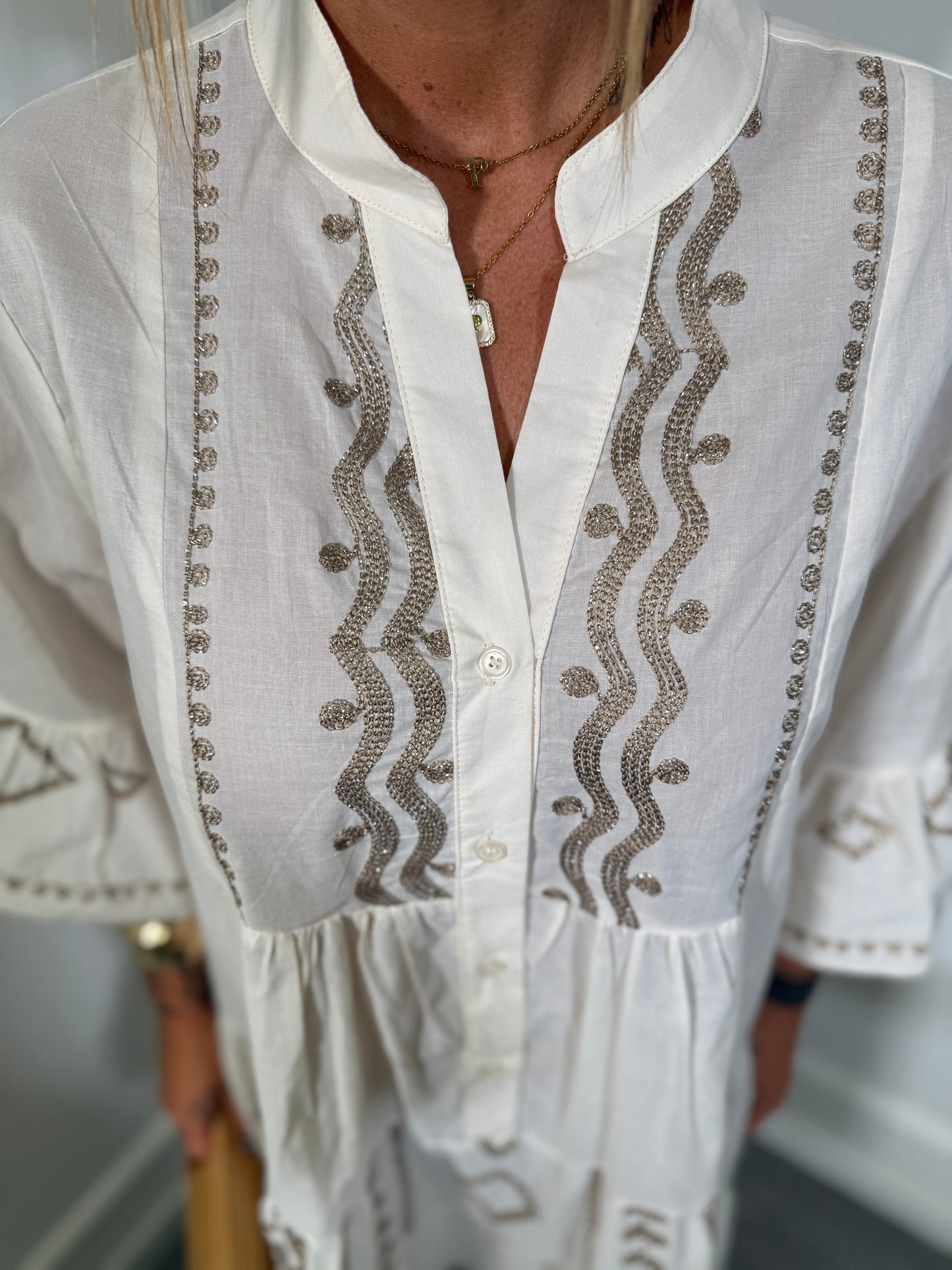 Abito caftano in cotone canapa h6060