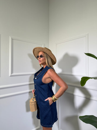 Jumpsuit gamba morbida in denim Penny lavaggio scuro 2768