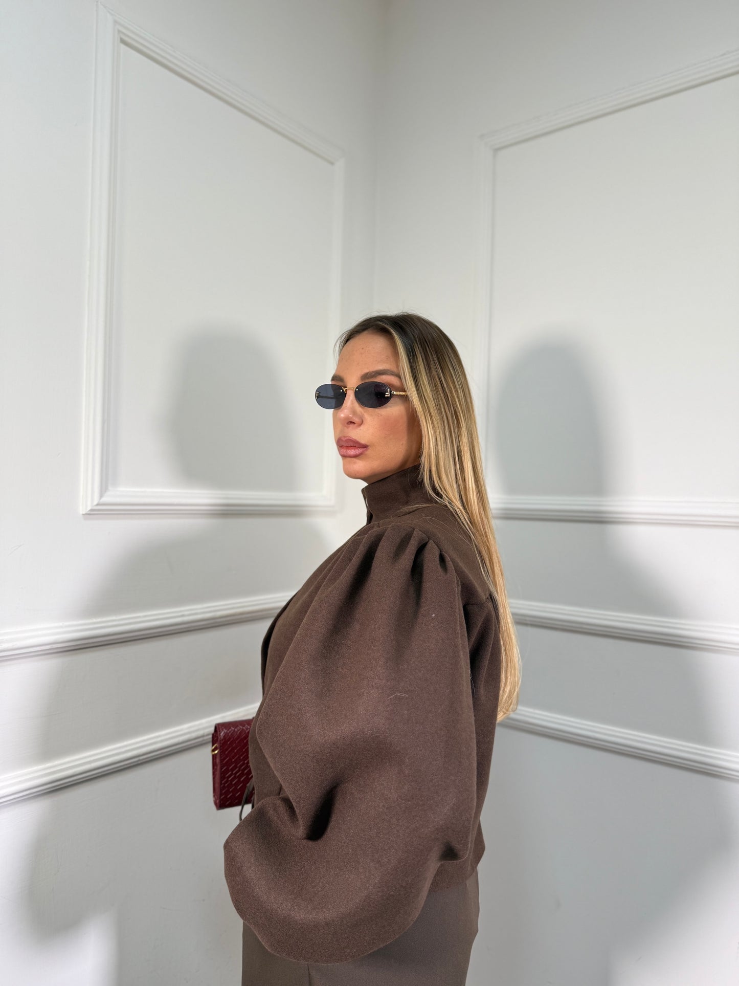 Bomber in lana cotta Cambridge cioccolato 6799