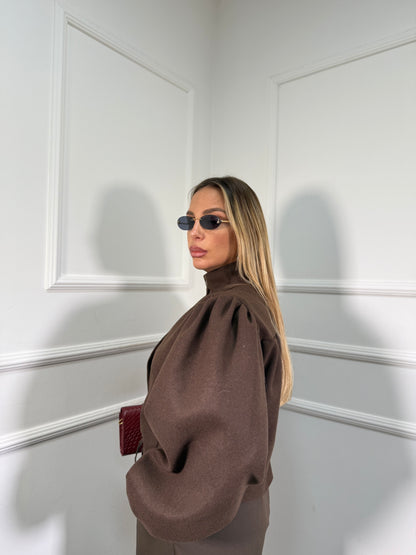 Bomber in lana cotta Cambridge cioccolato 6799