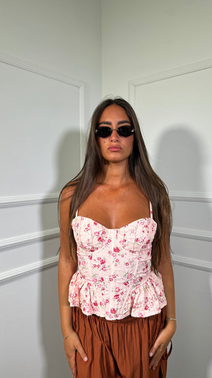 Bustier micro fiori steccato Silena rosa