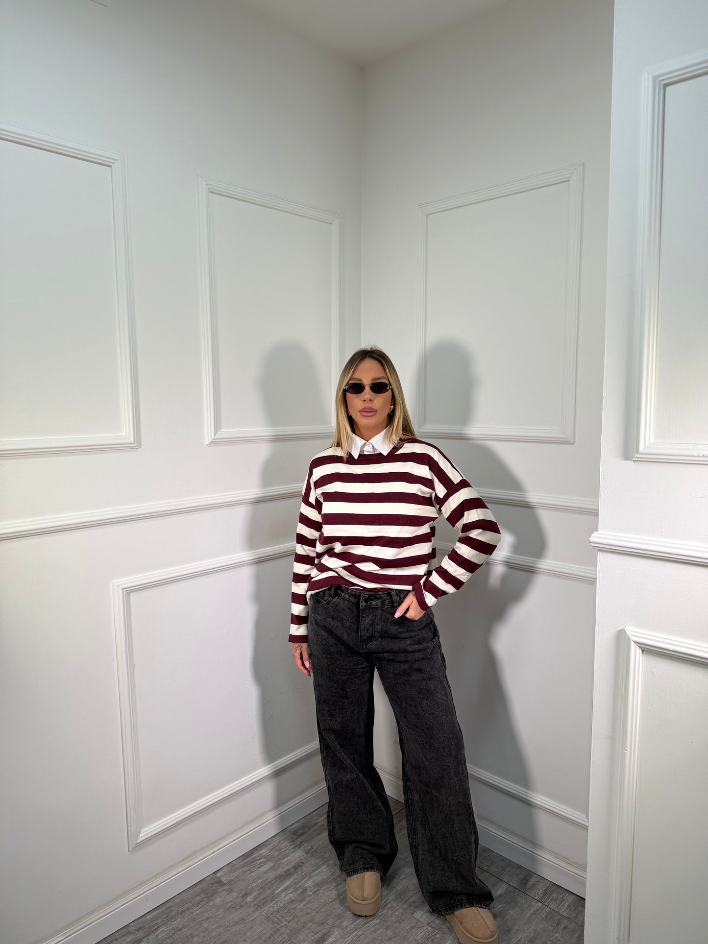 Jeans wide leg Rules grigio antracite 8805