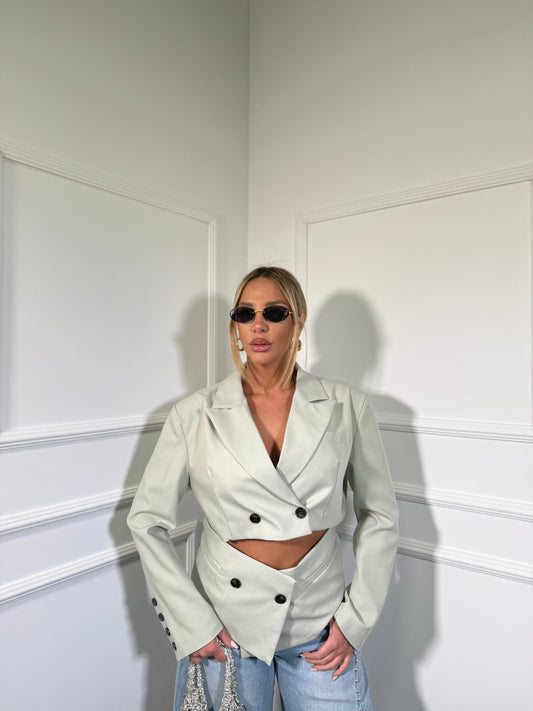 Giacca Cut out con spalline Megghy verde menta 8786