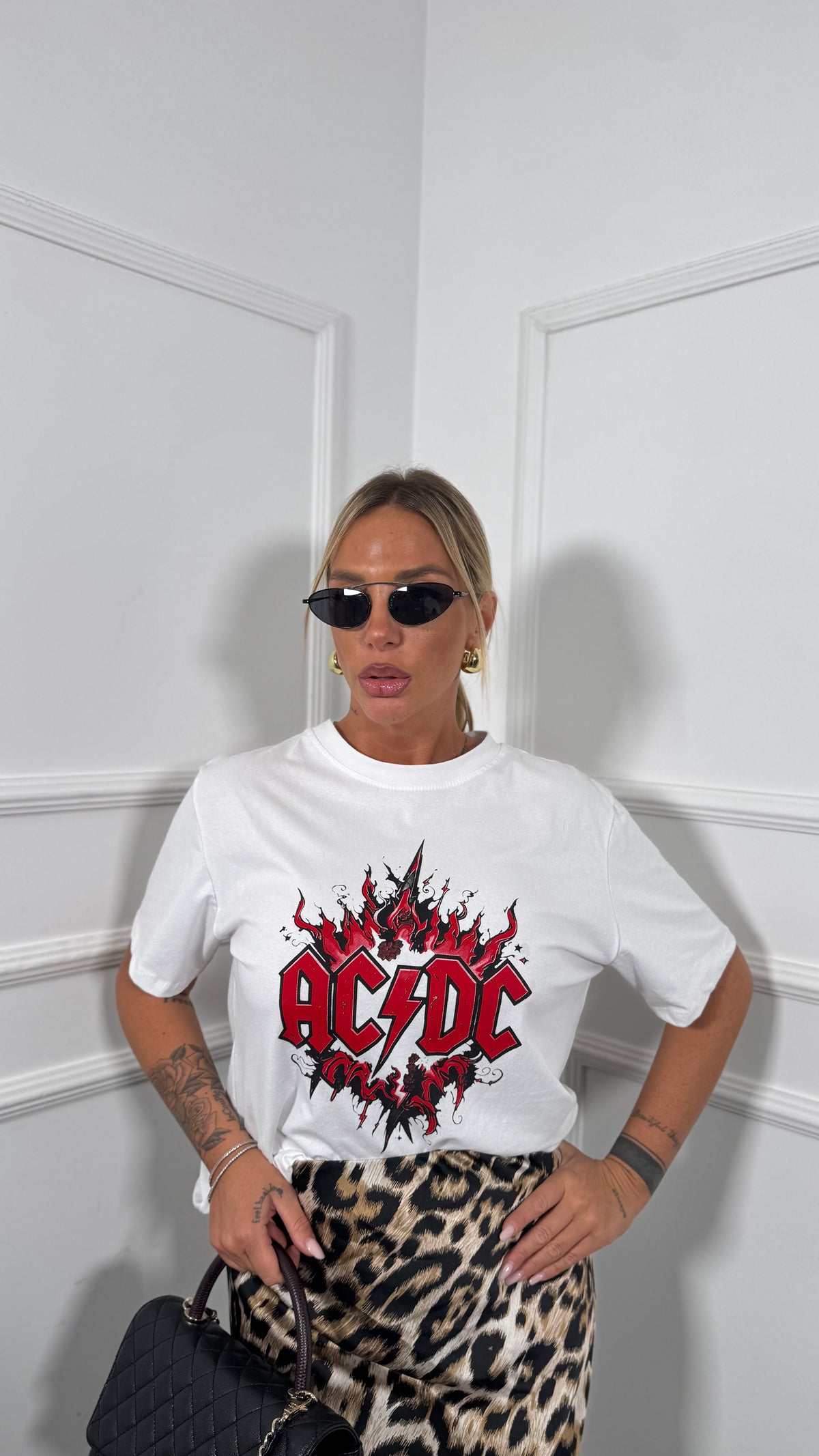 T-shirt in cotone Acdc bianca