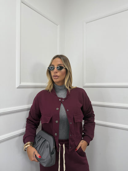 Coordinato in tuta Cozy bordeaux 25753