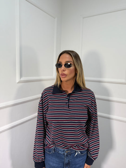 Polo a righe Holly blu/bordeaux 2714