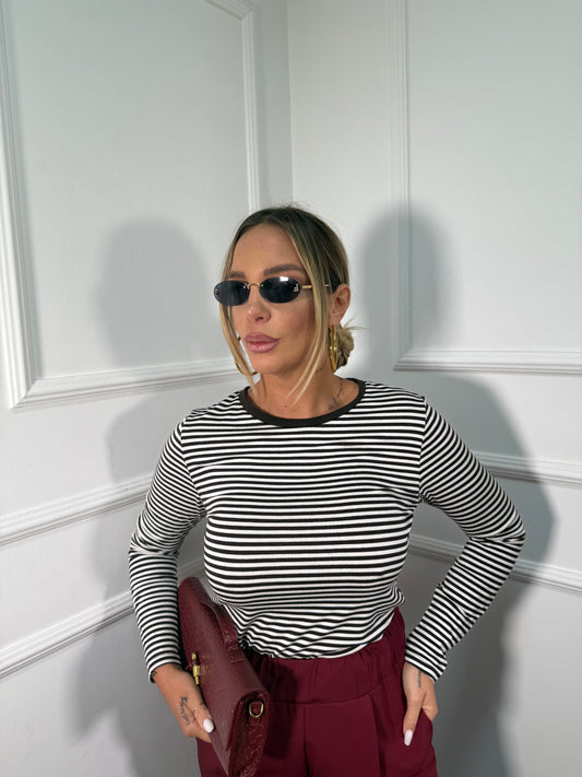 Shirt a righe in cotone Doremi marrone 27516