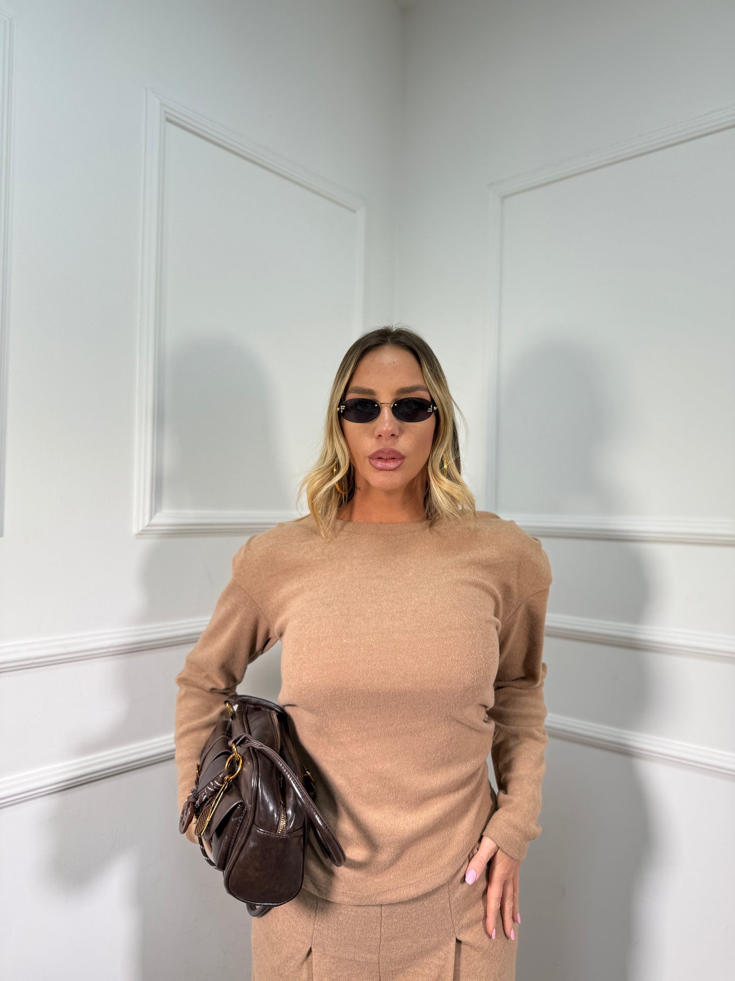 Coordinato in lanetta Cookie camel 21335