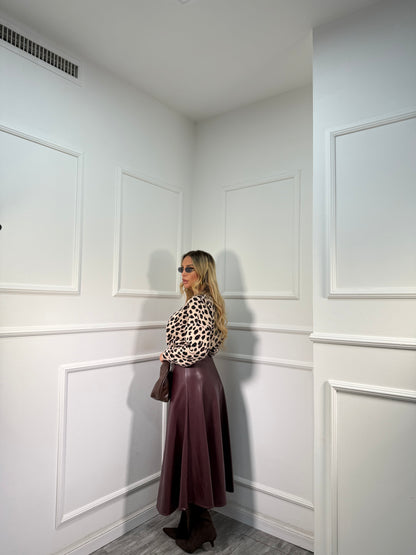 Gonnellone midi in ecopelle Emily borgogna 19122