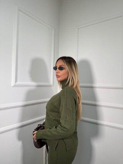 Coordinato lana rasata Snow verde oliva 016