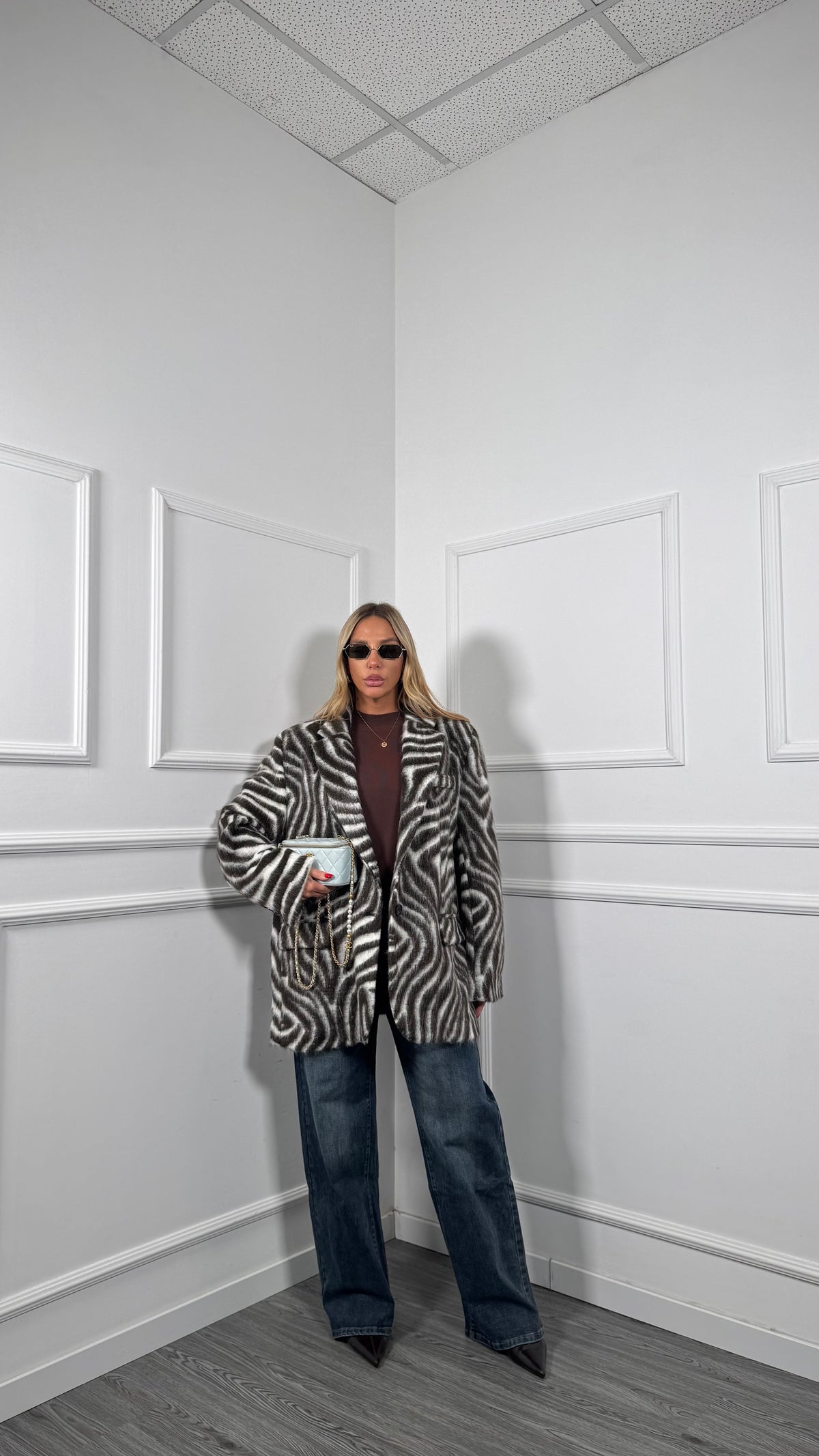 Jeans palazzo bustino asimmetrico lavaggio scuro fx-3096