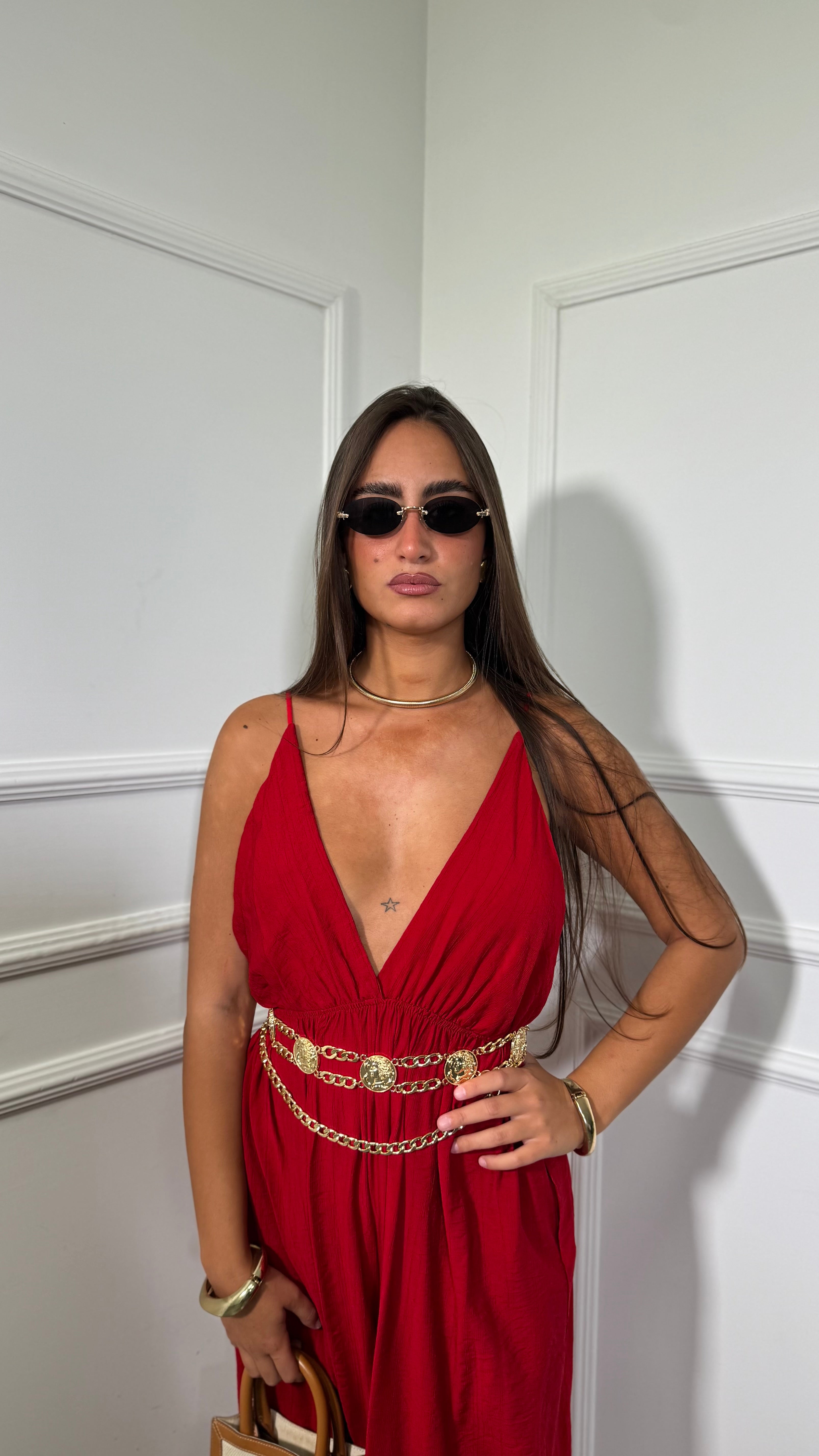 Jumpsuit balloon in viscosa Mirena rosso  nf9295