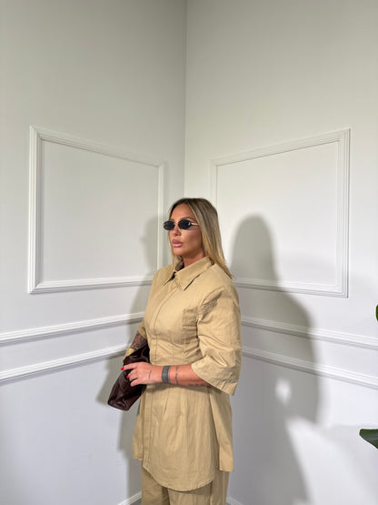 Coordinato in cotone strutturato con spalline Cairo canapa har020