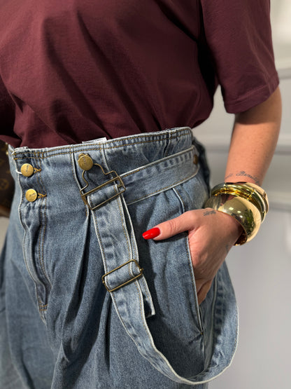 Salopette in denim regolabile Melly lavaggio medio k9036