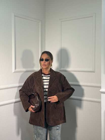 Giacca oversize eco renna marrone gsp71151