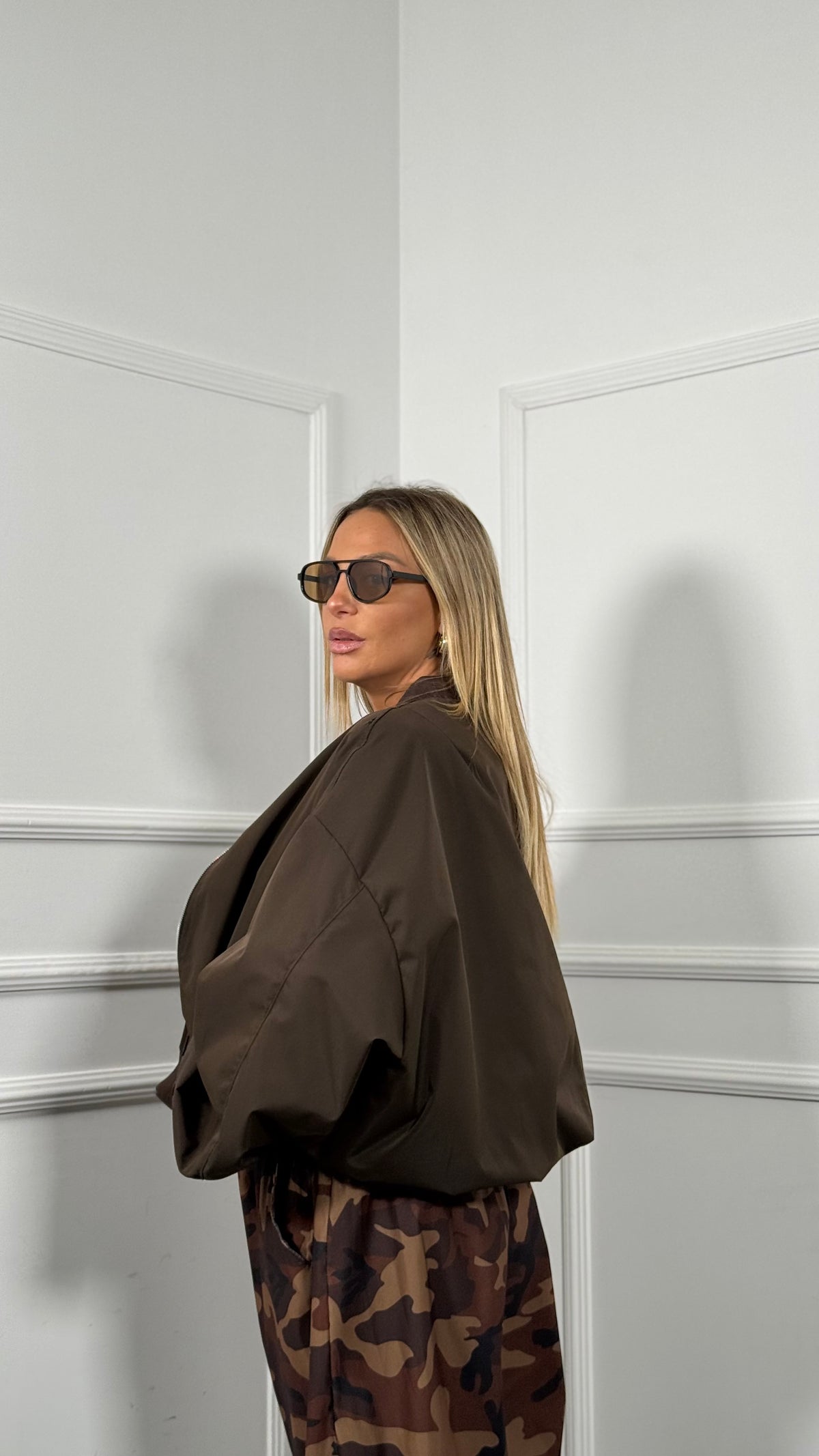 Bomber tessuto tecnico Janet (Curvy) marrone